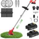 TeqHome Cordless String Trimmer & Weed Eater, Electric Weed Wacker & Lawn Edger Tool Battery Powered with 3 Types of Blades, Lightweight Grass Trimmer with 2*21V Battery, Brush Cutter for Lawn Garden