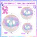 Shappy 14 Pcs Iridescent 4D Round Foil Balloons 32" 22" 12" Different Sizes Large Round Foil Holographic Shiny Balloons for Birthday Wedding Under the Sea Mermaid Disco Party Decoration