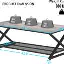 LVB Gray Coffee Table, Farmhouse Wood Metal Center Table with Storage for Living Room, Industrial Wooden 2 Tier Rectangle Cocktail Tea Table with Mesh Shelf for Office Bedroom, 47 inch, Light Grey Oak
