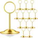 BreezeHug 12 Pcs Table Number Holders Metal Place Card Holders Gold Table Number Stands Tabletop Menu Sign Stands for Wedding Restaurant Recipe Banquet Birthday
