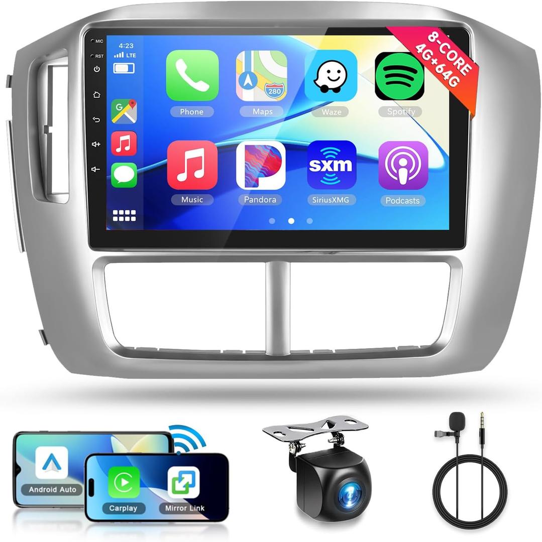 8Core 4+64G Car Stereo for Honda Pilot 2006 2007 2008 Wireless Carplay Android Auto,9 inch 1280 * 720P IPS Touch Screen Radio, Android13/GPS/WiFi/32EQ DSP/59UI/Bluetooth5.0/SWC/Backup Camera&Mic