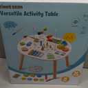 Giant bean Wooden Activity Table for 1 Year Old, 11-in-1 Montessori Learning Table with Bead Maze, Shape Sorter, Fishing Game & More  Sensory Development Toy for Toddlers, Ideal 1st Birthday Gift