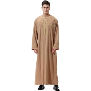 Men's Muslim Clothes Durable Kaftan Robe Dubai Long Gown Ethnic Clothes,1pc Soft Robe 7-8years