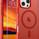 SUPFINE Magnetic for iPhone 16 Pro Max Case (Compatible with MagSafe) (Military Grade Drop Protection) Slim Translucent Matte Shockproof with Anti-Fingerprint Phone Case,Red