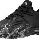 LARNMERN Steel Toe Shoes for Men Waterproof Slip Resistant Work Sneakers Athletic Durable Lightweight Comfortable Water Resistant Indestructible Construction Tennis Air Cushion (Black)