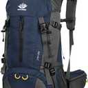 WoneNice 50L(45+5) Waterproof Hiking Backpack - Outdoor Sport Daypack with Rain Cover (Dark Blue)