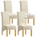 BOGUANG Waterproof XL/ Oversized Dining Chair Cover, Parsons Chair Covers(Beige, Set of 4(XL))