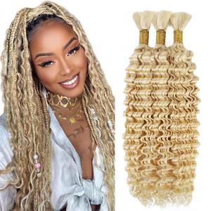 #613 Boho Hair for Braiding Blonde Deep Wave Boho Braids Human Braiding Hair 22 22 22 inch 150g No Weft Deep Culy 3 Bundles for Knotless Braids