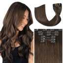 Ukira Medium Brown Hair Extensions Real Human Hair, 15 Inch 75g 7pcs Brown Clip in Hair Extensions Human Hair, Soft Natural Straight Remy Human Hair Clip in Extensions for Women