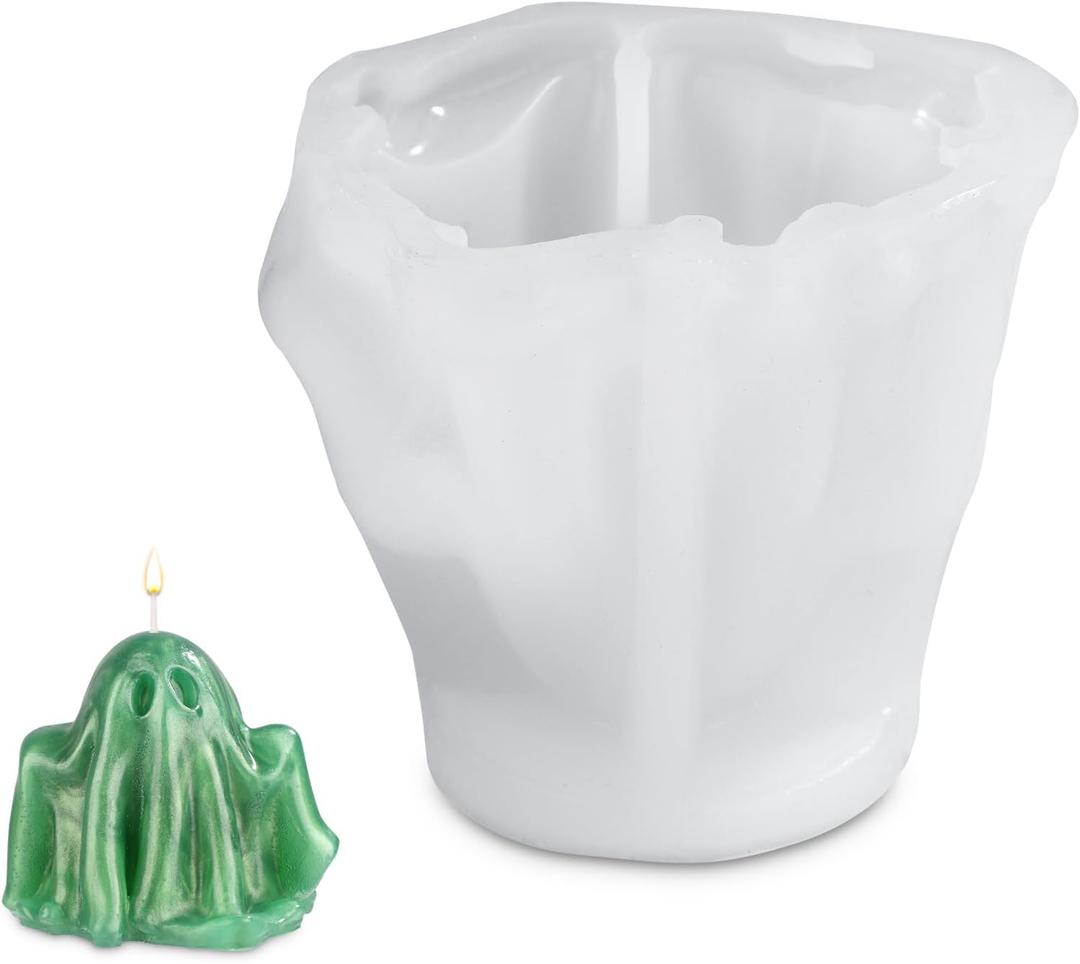 2 x Halloween Candle Molds, Silicone Ghost Candle Moulds 3D Ghost Shape Molds for DIY Crafts Haunted House Wedding Party Decor Halloween Resin Stencil for Soap Candy Chocolate