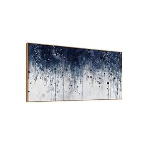 Abstract Canvas Navy Blue Artwork, 48x98cm
