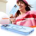 for iPhone 15 pro max Phone Case, Compatible with Magnetic, Military Grade Drop Protection Translucent Matte Shockproof Anti-Scratch Case for iPhone 15 pro max (Azure Blue)