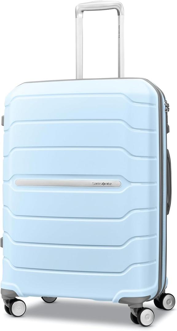 Samsonite Freeform 24-Inch Medium Luggage with Dual 360 Spinner Wheels - Checked Suitcase - TSA Lock, Airline-Approved - Durable Polypropylene Expandable Hardshell for Lightweight Travel - Sky Blue