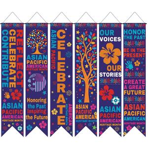 Hahafelt 6 Pcs Asian American and Pacific Islander Heritage Month Decorations Banner 61 Inch AAPI Heritage Month Bulletin Board Banner AAPI Porch Door Hanging Decor for Wall Classroom Office Party