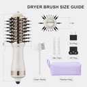 4-in-1 Travel Dual Voltage Hair Dryer Brush Blow Dryer Brush, Portable 2 inch Mini Hot Air Brush, Travel Hair Styler/Volumizer/Straightener/Curler,110-240V European Blow Dry Brush with EU&UK Plug