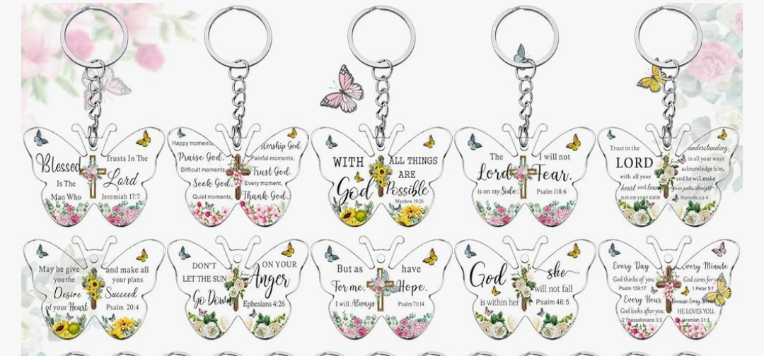 Remuuly Christian Keychain Gift Bulk Religious Bible Verse Scripture Inspirational Acrylic Church Gift for Women Birthday, 8 pcs