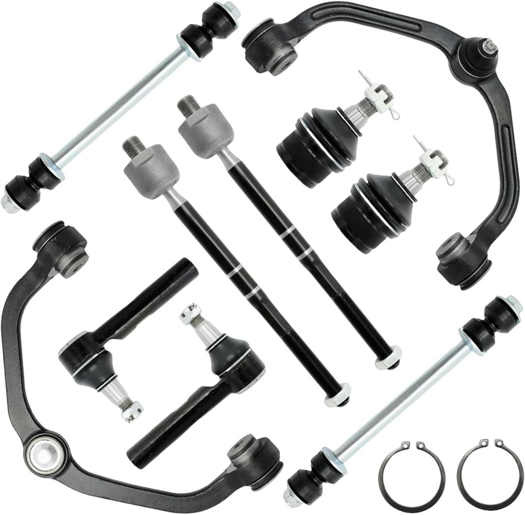 Front Suspension Kit w/Ball Joints for Ford Ranger RWD 98-11, Mazda B2300 01-09, B2500 B3000 B4000Upper Control Arm + Tie Rods Sway Bars (1-Piece design w/Front Coil Susp. Only)