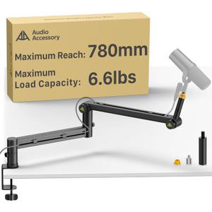 Low Profile Boom Arm (Design for Heavy Mic) 6.6lbs Load Capacity, Stable Gear Lock Structure Never Sags, Metal Microphone Stand Desk Mount for Shure SM7B MV7+, Blue Yeti,Rode PodMic