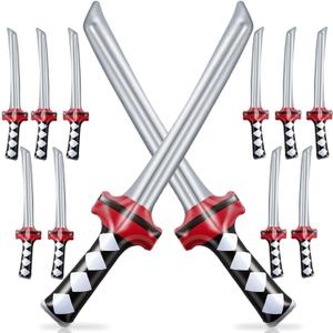 12 Pcs Inflatable Ninja Samurai Sword, Inflated Katana Sword Toy, Blow Up Ninja Swords for Party Favors Cosplay Samurai Theme Party