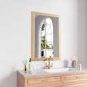 Amorho 24x36 Inch Bathroom Mirror for Wall, Oak Wood Grain Metal Framed Mirror, Anti-Rust, Hang Horizontally/Vertically, Suitable for Bedroom, Farmhouse, Bathroom, Decorative