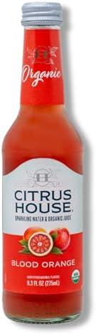 Citrus House Organic Sparkling Juice, Blood Orange, Modern Italian Soda, No Added Sugar, No Preservatives, 9.3 Fl Oz Glass Bottle (Pack of 12) Best By: 28/FEB/2026