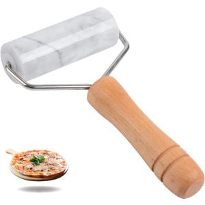 Tianman Small Marble Rolling Pin Pizza Roller, Marble Dough Roller Non-Stick T-Type, For Cake Baking Tortilla Fudge Pizza Cookies and Other Kitchen Baking Cooking (Type 2 White)