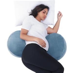Pregnancy Pillow for Sleeping Memory Foam Maternity Pillow for Side Sleepers, Adjustable Travel Wedge Pillow Support for Back, Belly, and HIPS for Pregnant Women, Navy Blue