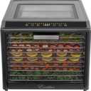 Excalibur Electric Food Dehydrator Performance Series 10-Tray with Adjustable Temperature Control Includes Stainless Steel Drying Trays Glass Door Top View Window and LED Display Progress Bar, Black