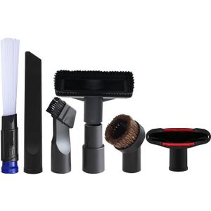ANBOO Universal Vacuum Attachments Kit, 6-in-1 Tools with Dual-Size Connector (Fits 1-1/4 & 1-3/8 Hoses), No Adapter Needed for Most Vacuums, for Home, Car, Furniture and Hard Floor Cleaning
