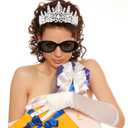 Halloween Princess Costume Accessories for Women,Princess Tiara Crowns Headband Long Gloves Sunglasses for Dress Up Bachelorette Party Favors Black