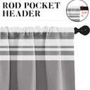 Light Grey Kitchen Window Curtains Valance and Tier Set 36 Inch, Gray Striped Abstract Rod Pocket Short Tier Curtain for Bathroom, Modern Small Cafe Drapes for Kitchen Decor