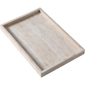 BUICCE Rectangular Decorative Serving Tray,Modern Travertine Large Coffee Table Tray