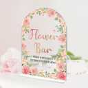 2 x Wedding Sign Decor, Flower Bar Sign, 5x7 Inch Arch Acrylic, Wedding Sign for Reception & Event Party, Bridal Shower Decorations, Wedding Table Sign Accessories for Anniversary And Event Pink