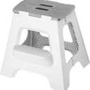 Vigar Compact Step Stool Foldable, 16-inch Two-Step Stools for Adults up to 330 Pound, Lightweight Stool, Non-Slip Folding Step Stool, Gray (16-Inches, 2-Step Stool)