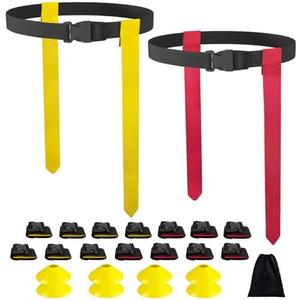 chicarry Flag Football Set, 8 Player Football Flags and Belts Set, Flag Football Belts for Youths, Adults