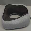 napfun Neck Pillow for Traveling, Upgraded Travel Neck Pillow for Airplane 100% Pure Memory Foam Travel Pillow for Flight Headrest Sleep, Portable Plane Accessories, Light Grey