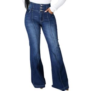 SeNight Women Bell Bottom Jeans Elastic Waist Ripped Flared Jean Destroyed Raw Hem Denim Pants (Small) SeNight Women Bell Bottom Jeans Elastic Waist Ripped Flared Jean Destroyed Raw Hem Denim Pants (Small)