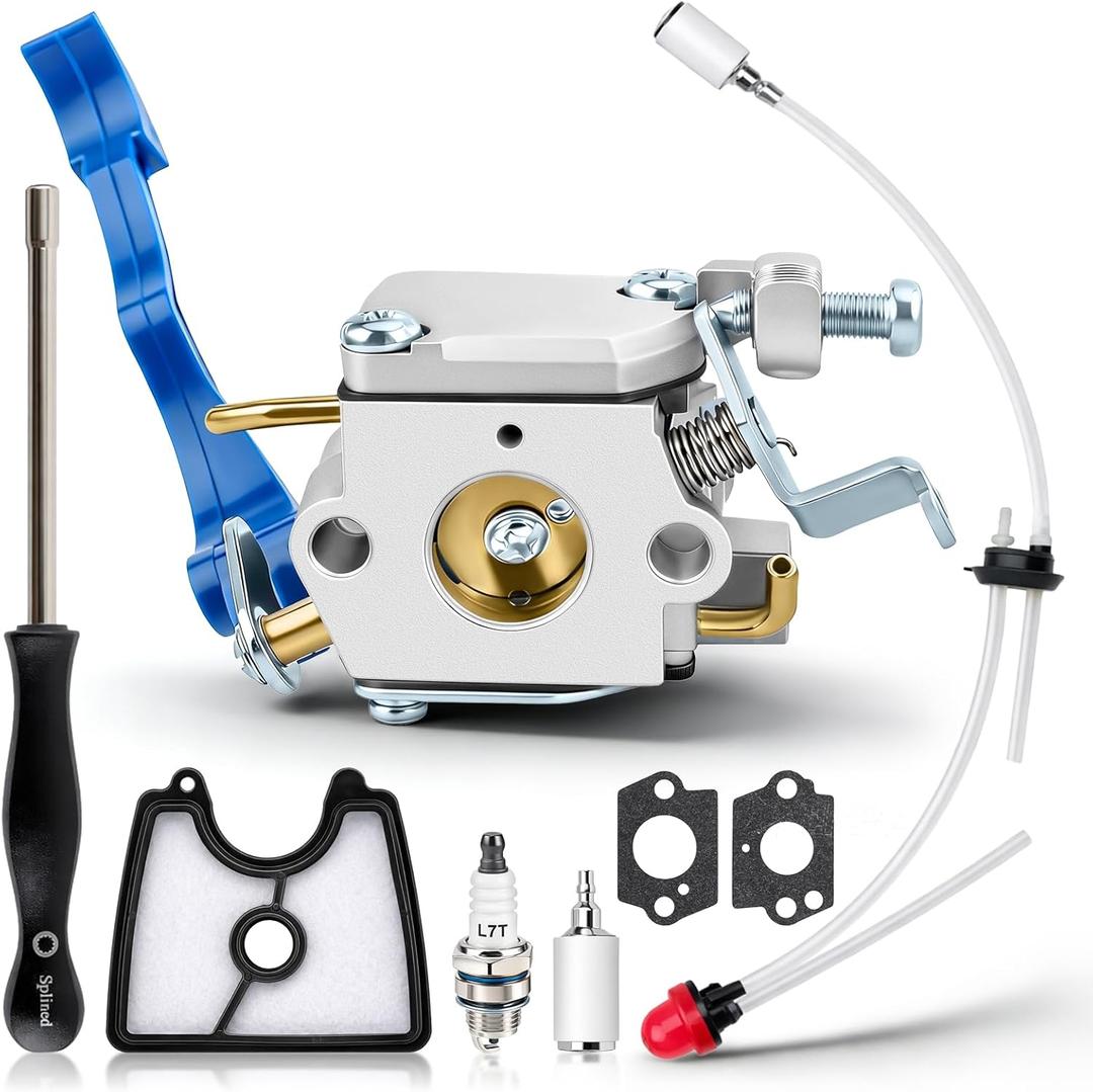 MOTOALL 590460102 Carburetor for Husq 125B Husqvarna125BX 125BVX Leaf Blower Trimmer for Zama C1Q-W37 Carb 545 08 18-11 581798001 545081811 545112101 with Air Filter Fuel Line Kit Snowblower