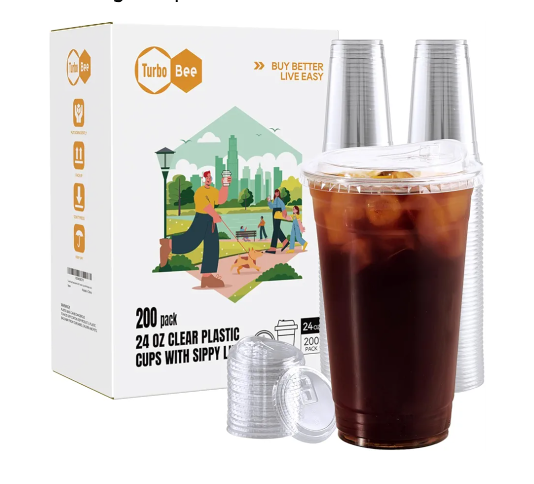 200 Sets Clear Plastic Cups with Strawless Sip Lids, To Go Crystal Clear Disposable Plastic Cups with Lids for Iced Coffee, Smoothies, Soda, Lemonade, Cold Beverage 3 oz