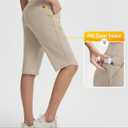 baleaf Women's Bermuda Long Shorts 14" Knee Length Capris with Pockets Athletic Shorts Walking Athletic Casual Summer Khaki XXL