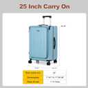 25 Inch Luggage, Top Opening Airline Approved ABS+PC Hard Shell Suitcases with Silent Wheels, TSA Lock,Front Pocket and Wet-dry Separated Six-piece Set(25 inch-Lake Blue)