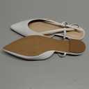DREAM PAIRS Slingback Flats for Women, Pointed-Toe Elegant Women's Ballet Flats with Buckle Strap, Classic Low Heel Dress Shoes for Casual Work Office Party (Size 11, White-pu)