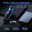 Sejoy Electric Razor for Men,Electric Shavers for Men,Face Shaver, Cordless Washable Rechargeable Shaving Machines,Pop Up Trimmer for Travel Home, LED Display,Fast Charging (Azure)