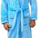 QPANCY Girls Robe Kids Long Hooded Bathrobe Soft Plush Fleece Pajamas Full Length Warm Fuzzy Sleepwear Size S