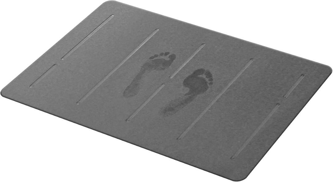 Diatomaceous Earth Stone Bath Mat, 24" x 15" Non-Slip Super Absorbent Diatomite Mat for Bathroom, Quick Dry Floor Mat Easy to Clean, Dark Grey