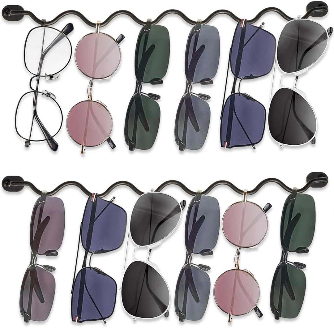 AQAREA Sunglass Organizer Glasses Holder: Modern Metal Sunglass Holder Stand with Space Saving Design for Living Room/Bedroom (12inch, Black)