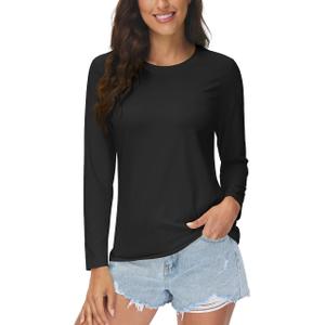 MAGCOMSEN SPF Shirts for Women Long Sleeve Quick Dry Lightweight T-Shirts Athletic Running Hiking Workout Tops Black 2XL (Green, XXL)