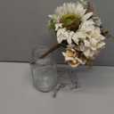 Silk Sunflowers Artificial Flowers with Mason Jar Centerpiece for Table White Fall Flowers in Vase Small Fall Floral Arrangement with Vase Thanksgiving Centerpiece for Dining Room Table Autumn Decor