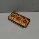 Retro Sunflower Women Soft Leather Purses Zipper Protable Travel Wallet Long Shopping Pouch, Portable Zippered Women Purse Wallet, Gift for Mom, Gold