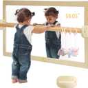 Infant Coordination Mirror Montessori Safety Pull up Bar Baby MirrorAcrylic Non-Glass Early Learning to Walk Mirror Upgrade Dual-Use with Base for Lengthened Version Hanging Toys 59.05”, 59.10"L x 26.00"W